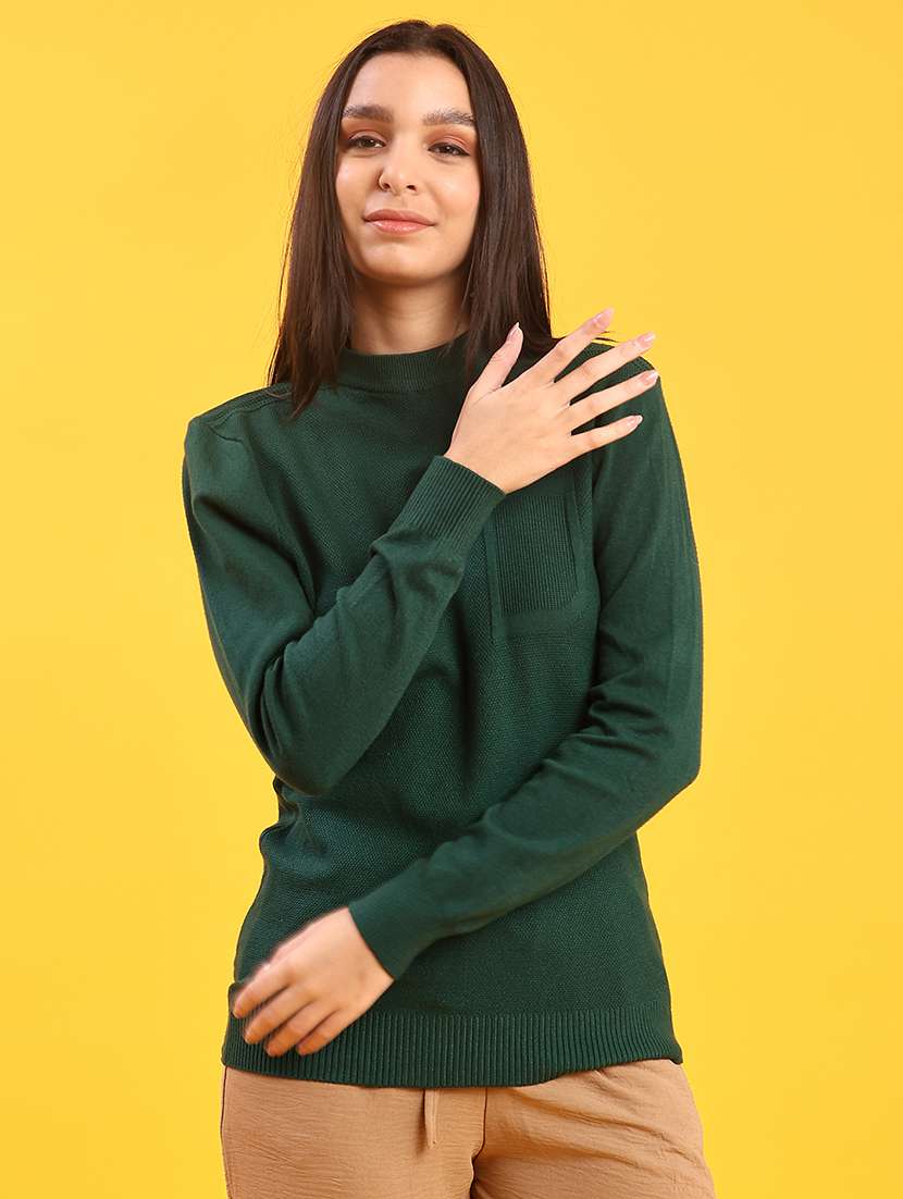 women self design long sleeve regular fit pullover  - 22170430 -  Standard Image - 1