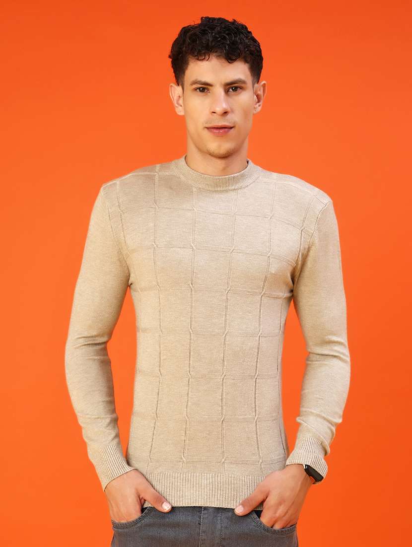 Men Checkered Long Sleeve Slim Fit Pullover - 22170432 -  Standard Image - 1