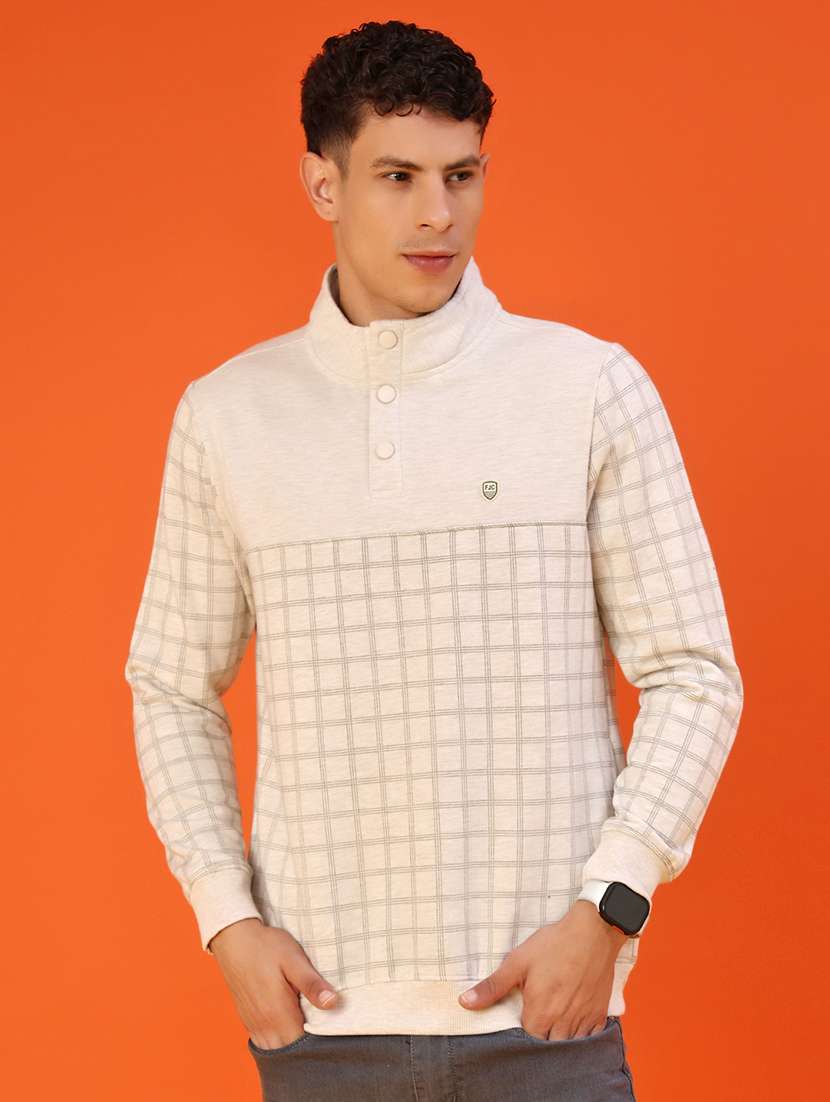men checkered long sleeve regular fit sweatshirt - 22170454 -  Standard Image - 1