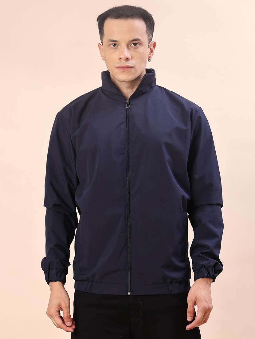 men solid long sleeve windcheater bomber jacket - 22170466 -  Standard Image - 1