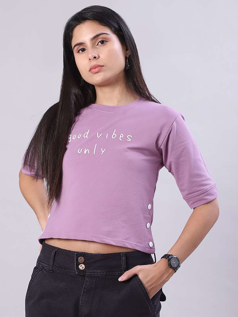 women printed short sleeve crop t-shirt - 22170492 -  Standard Image - 1