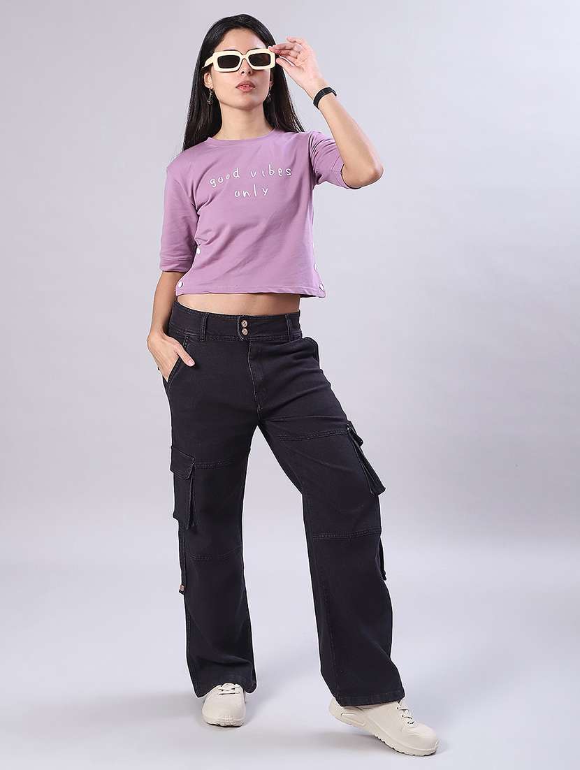 women printed short sleeve crop t-shirt - 22170492 -  Standard Image - 4