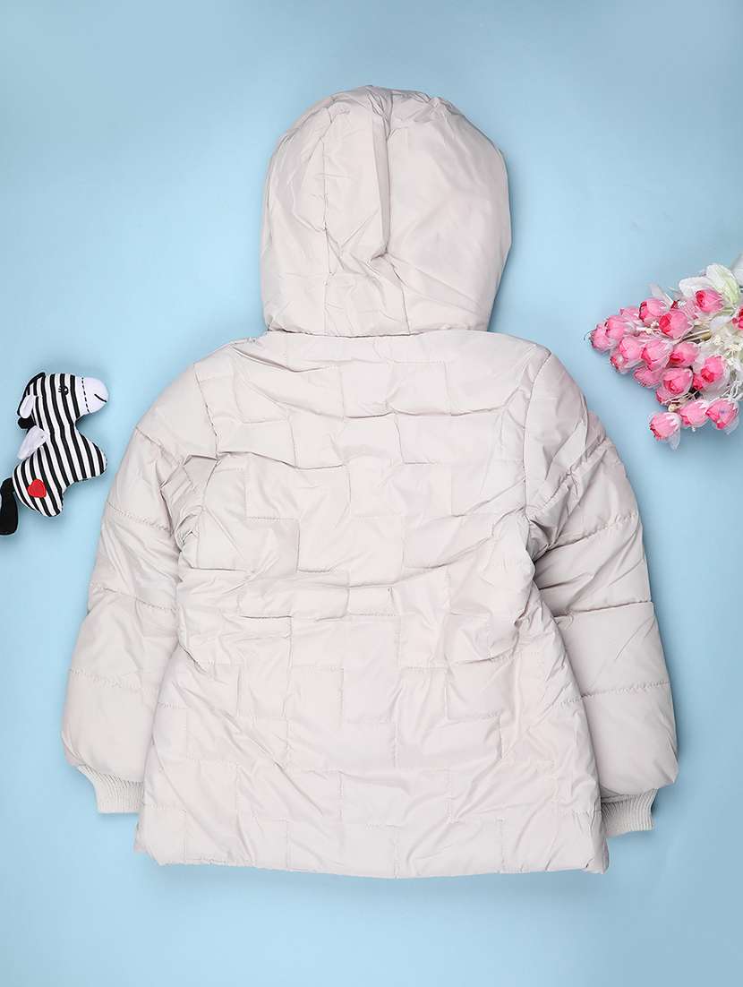 girls solid long sleeve hooded quilted jacket - 22170532 -  Standard Image - 1