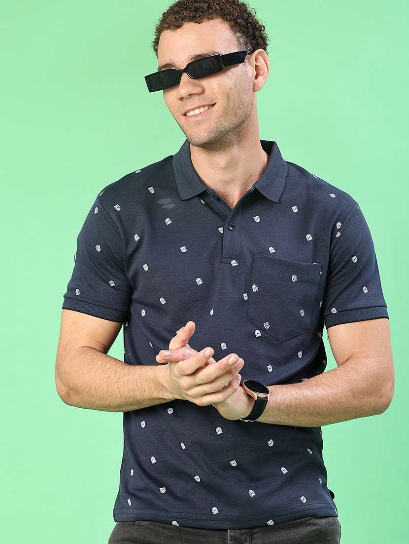 men printed short sleeve polo t-shirt