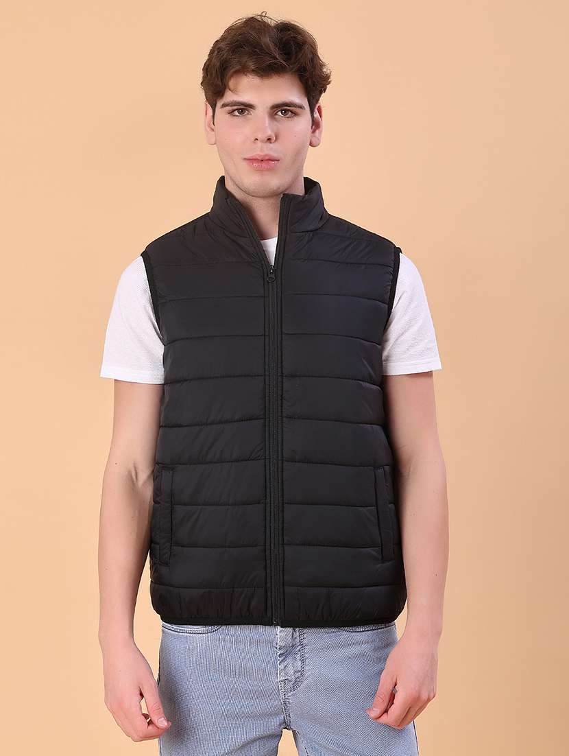 men solid sleeveless lightweight puffer jacket - 22170618 -  Standard Image - 1