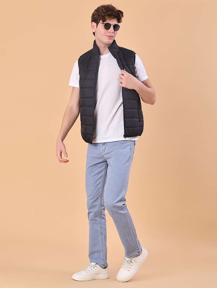 men solid sleeveless lightweight puffer jacket - 22170618 -  Standard Image - 4