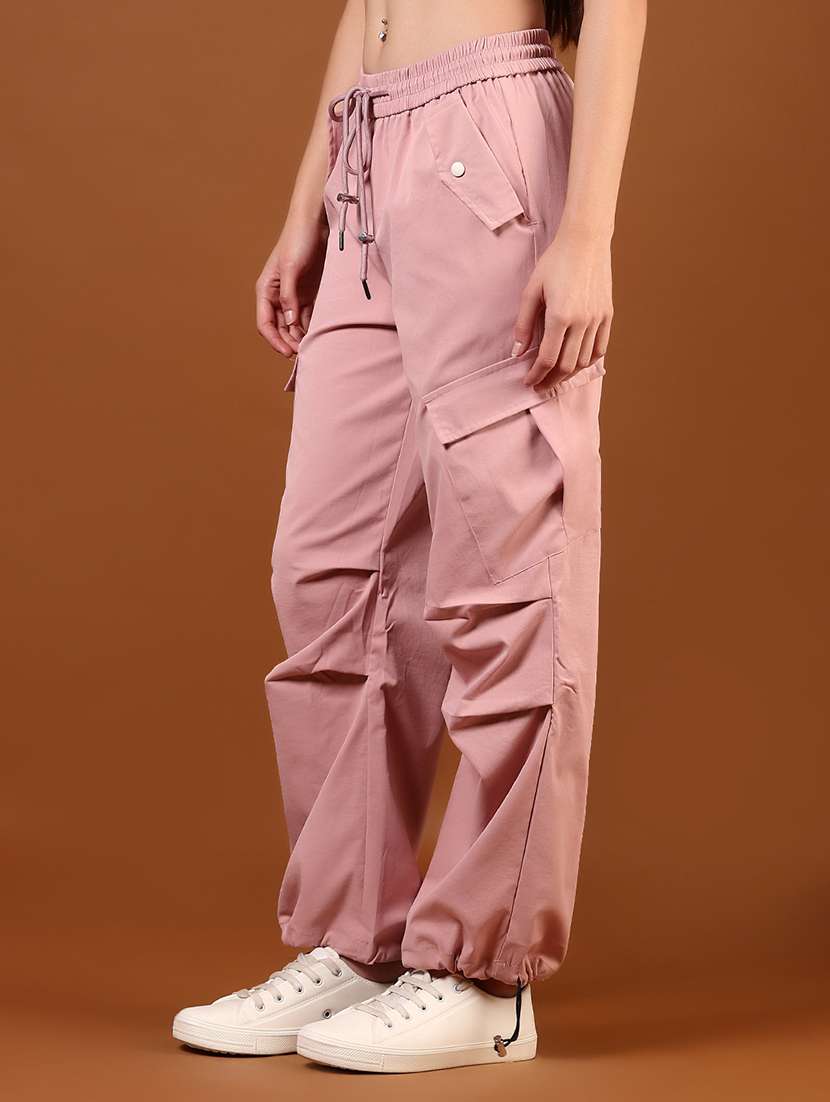 women solid mid rise regular fit cargo - 22170635 -  Standard Image - 1