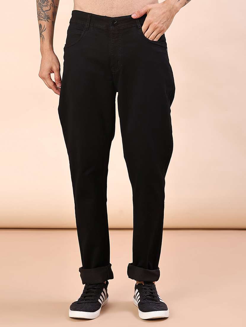 men plain mid rise full length jean