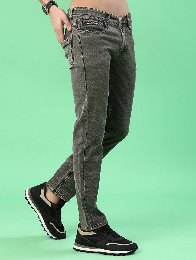 men plain mid rise full length jeans - 22170692 -  Standard Image - 1