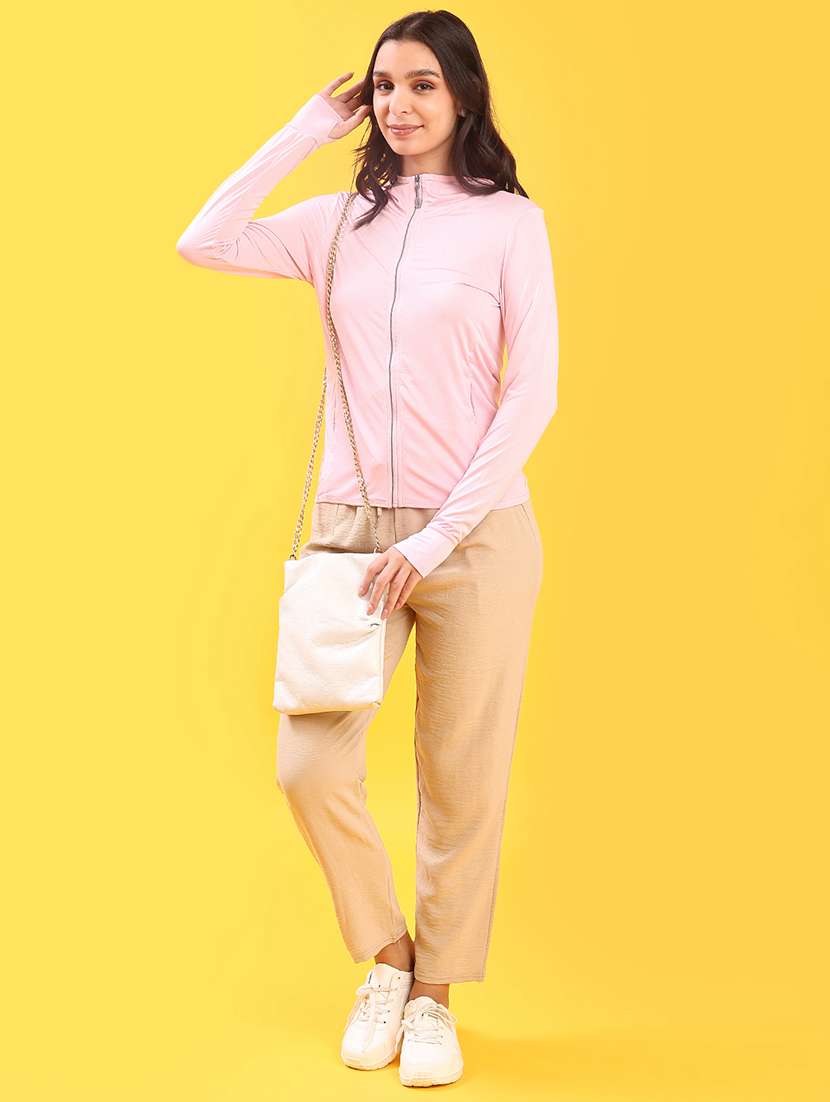 Women Solid Long Sleeve Stand Collar Regular Jacket - 22170739 -  Standard Image - 4