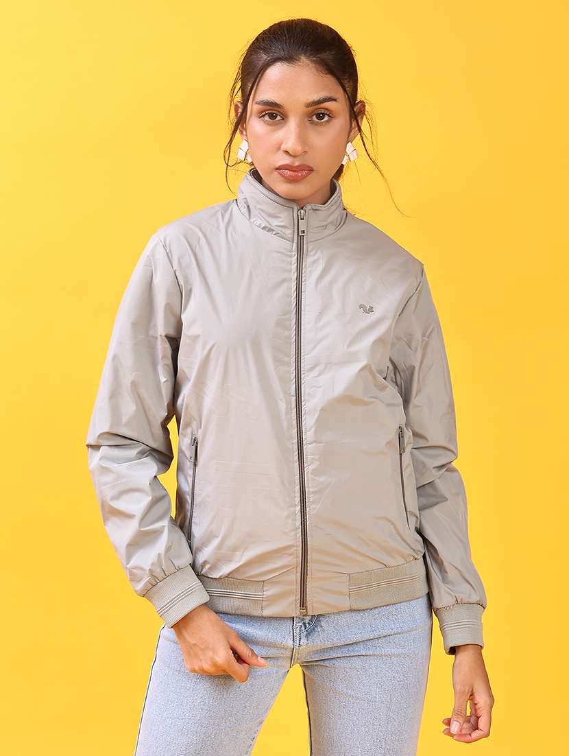 women solid long sleeve windcheater jacket - 22170740 -  Standard Image - 1