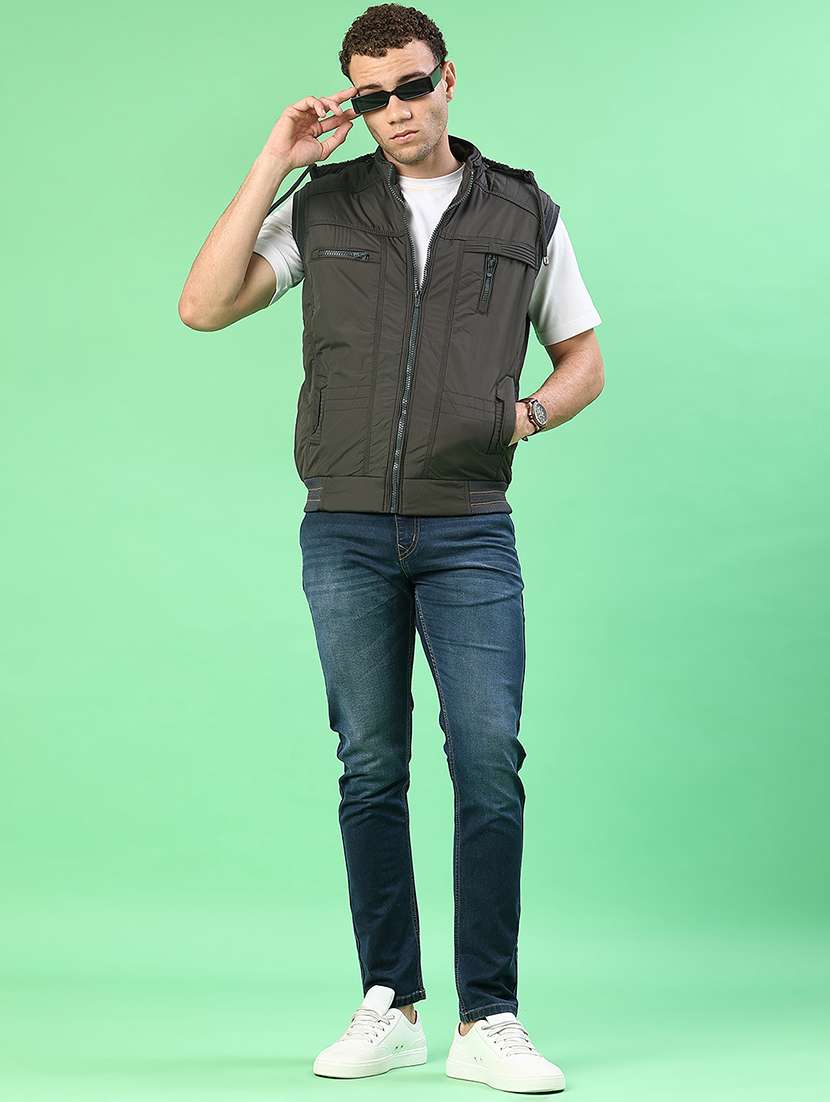 men solid sleeveless lightweight bomber jacket - 22170760 -  Standard Image - 4