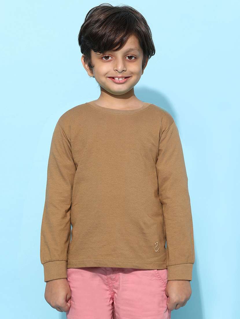 boys solid round neck long sleeve sweatshirt