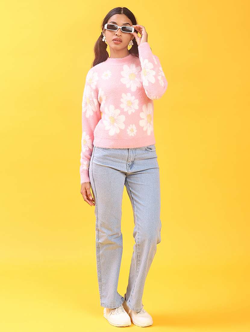 women floral long sleeve waist length pullover - 22170793 -  Standard Image - 4