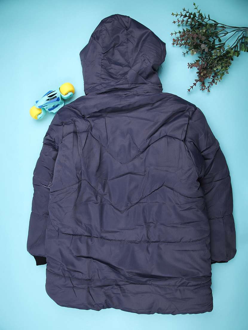 boys solid long sleeve hooded quilted jacket - 22170838 -  Standard Image - 1