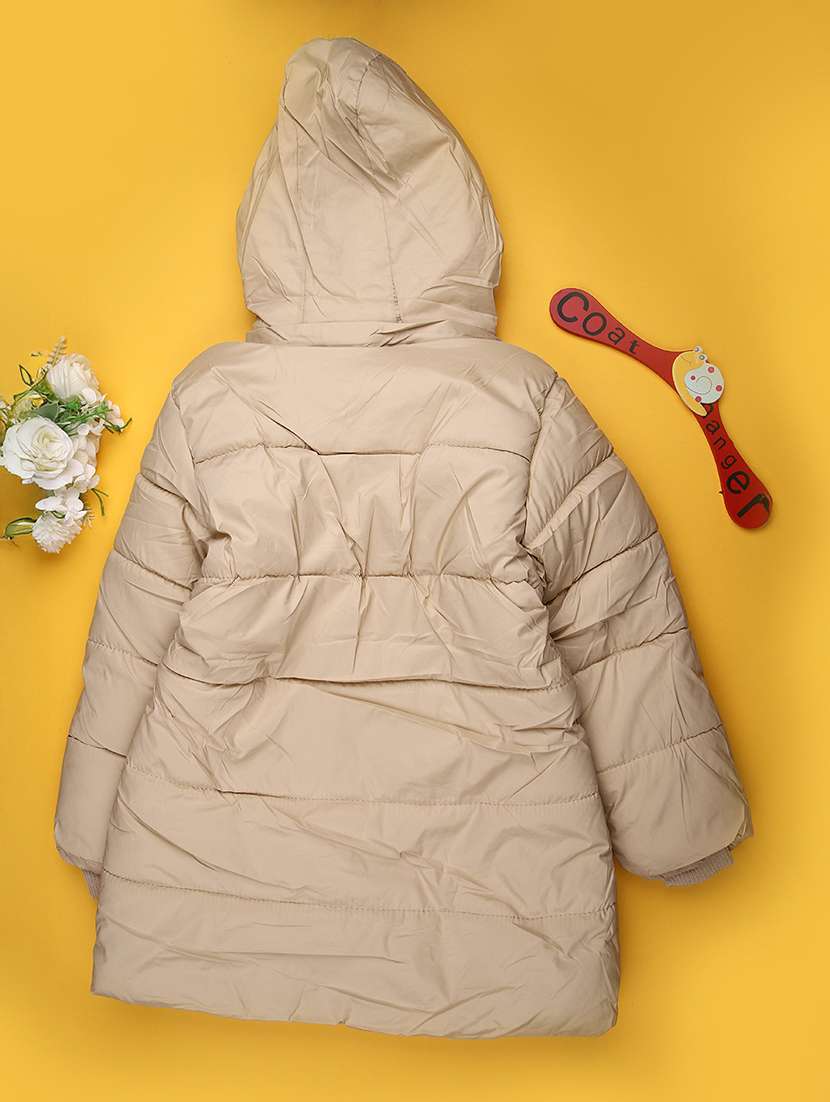 girls solid long sleeve hooded quilted jacket - 22170856 -  Standard Image - 1