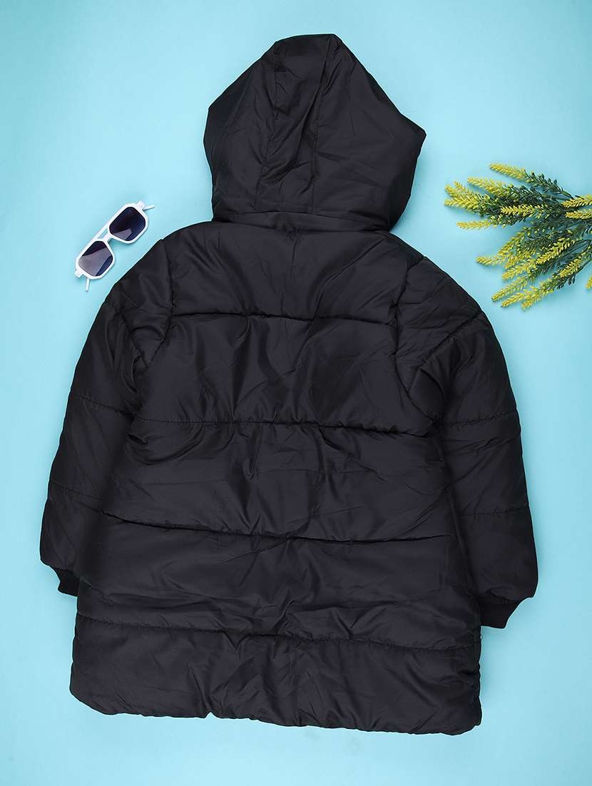 girls solid long sleeve hooded quilted jacket - 22170857 -  Standard Image - 1