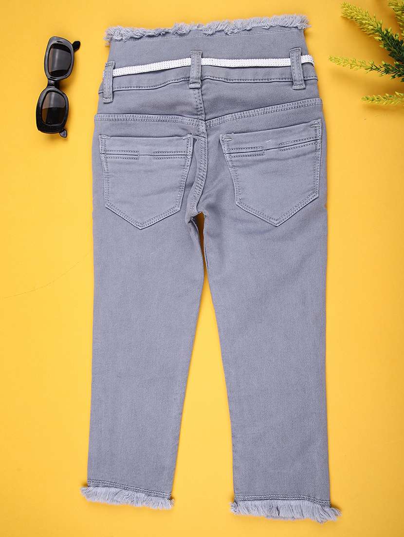 girls solid mid rise slim fit jean - 22170888 -  Standard Image - 1