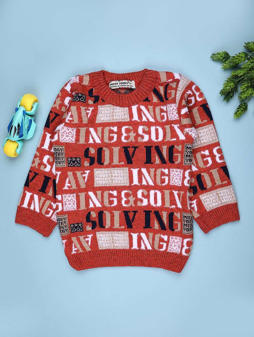 boys self designed long sleeve sweater