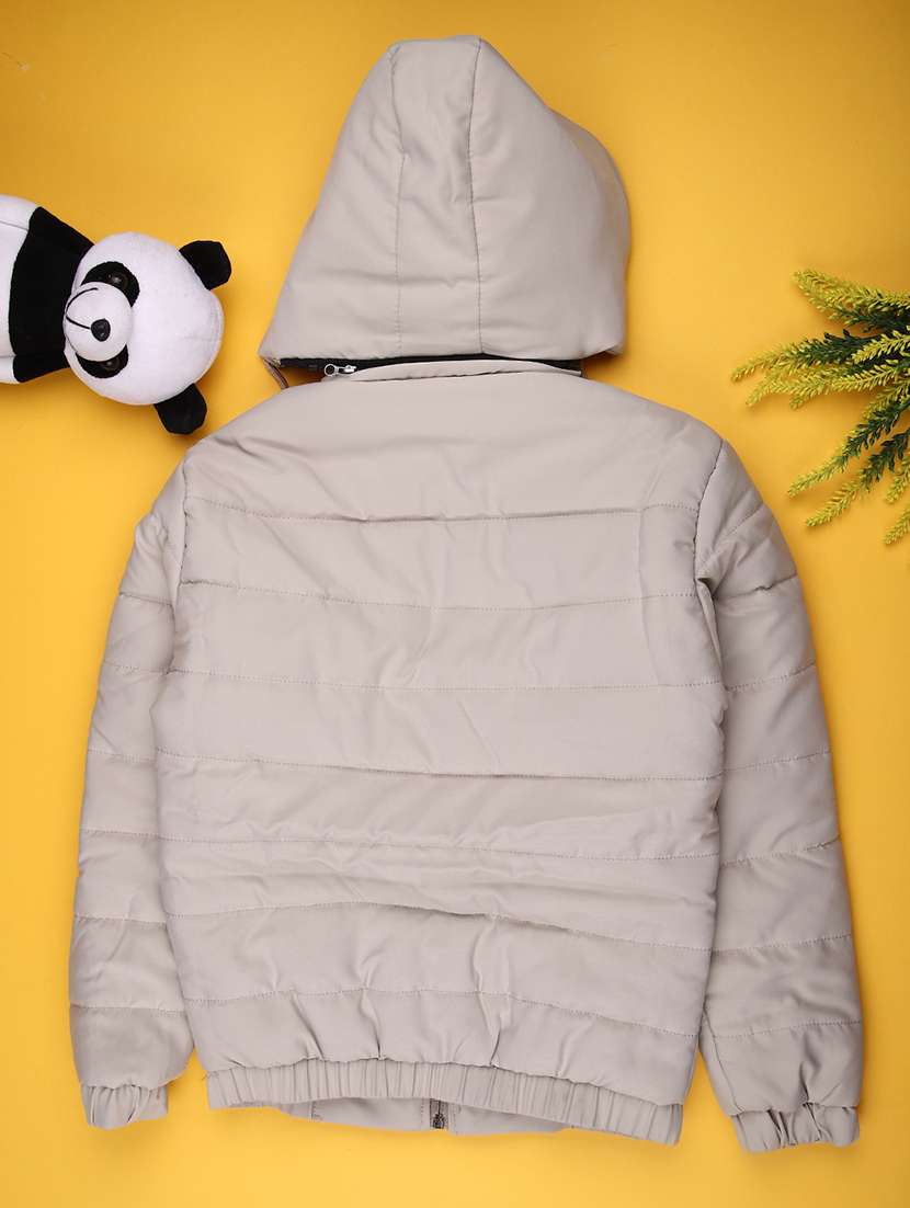 kids solid long sleeve hooded quilted jacket - 22170976 -  Standard Image - 1