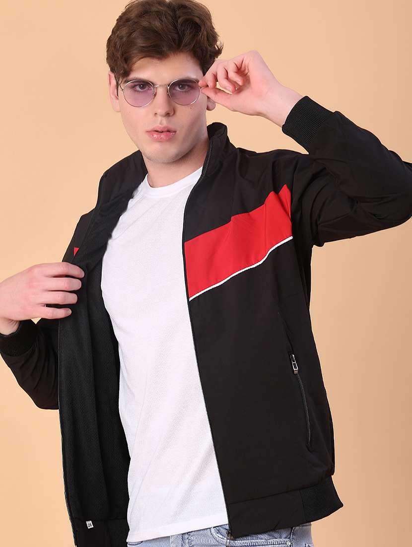 men color block long sleeve lightweight bomber jacket - 22170996 -  Standard Image - 1