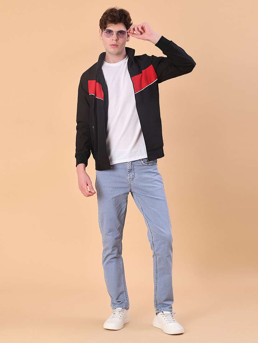 men color block long sleeve lightweight bomber jacket - 22170996 -  Standard Image - 4