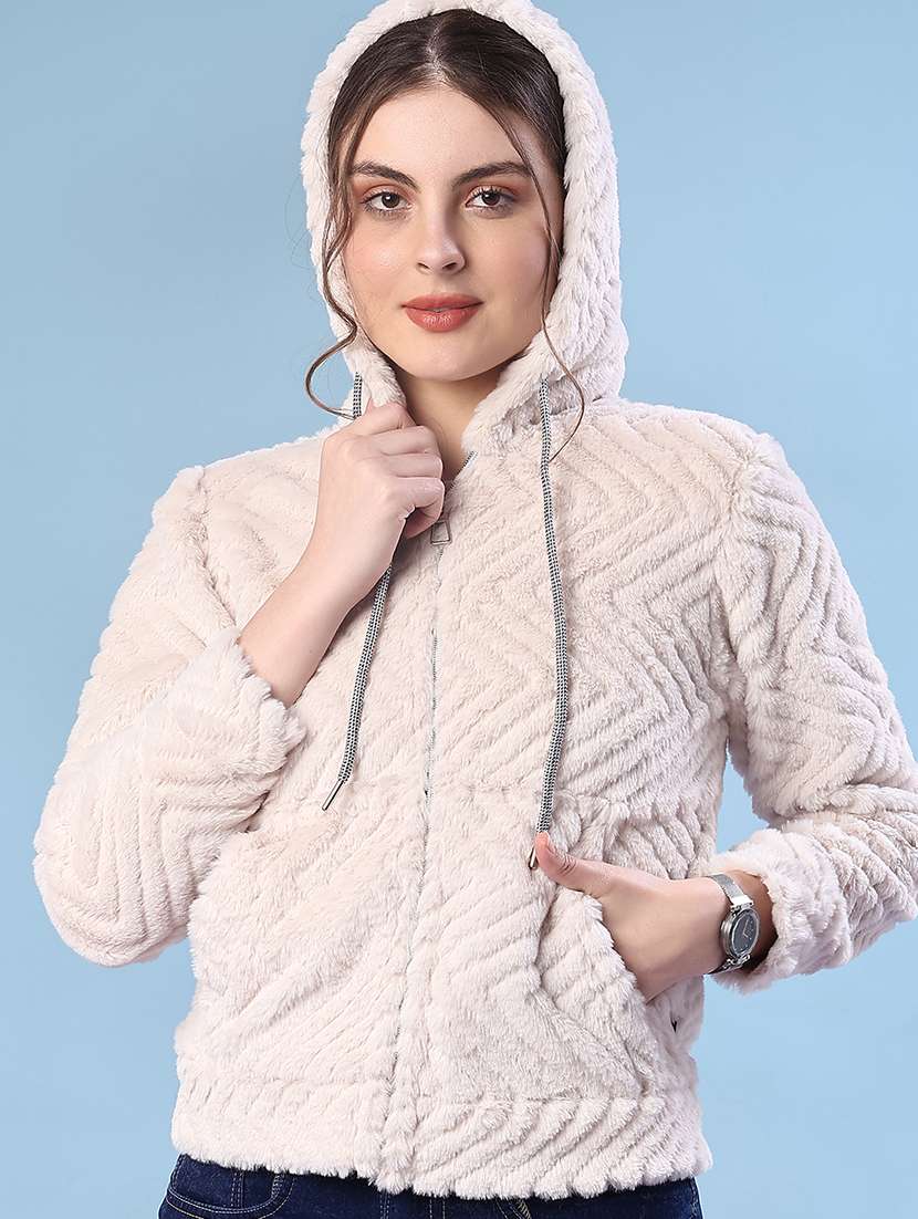 women solid long sleeve hooded sweatshirt - 22171042 -  Standard Image - 1