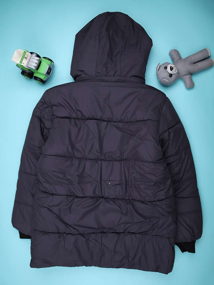 girls solid long sleeve hooded quilted jacket - 22171075 -  Standard Image - 1