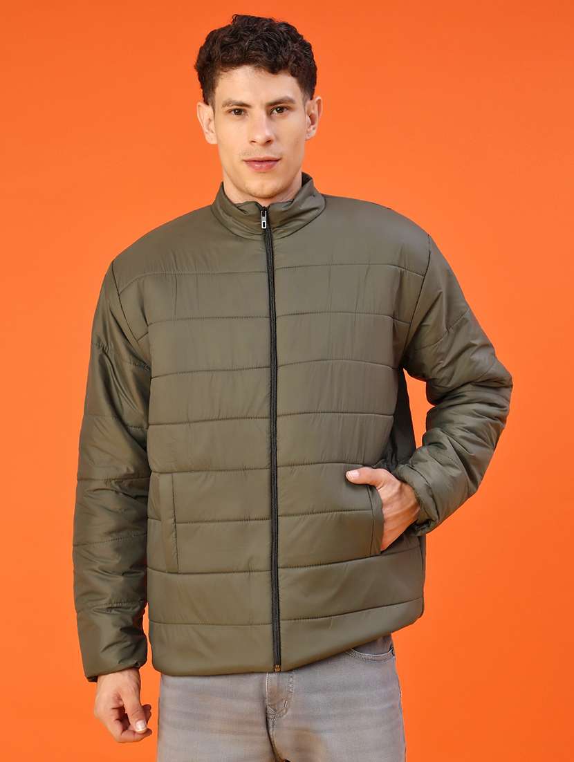 men solid long sleeve lightweight puffer jacket
