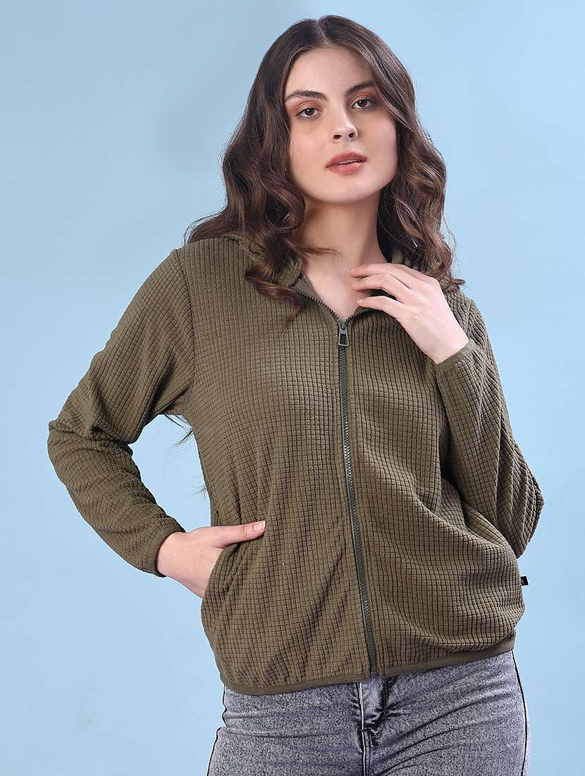 women plain long sleeve hooded sweatshirt - 22171141 -  Standard Image - 1