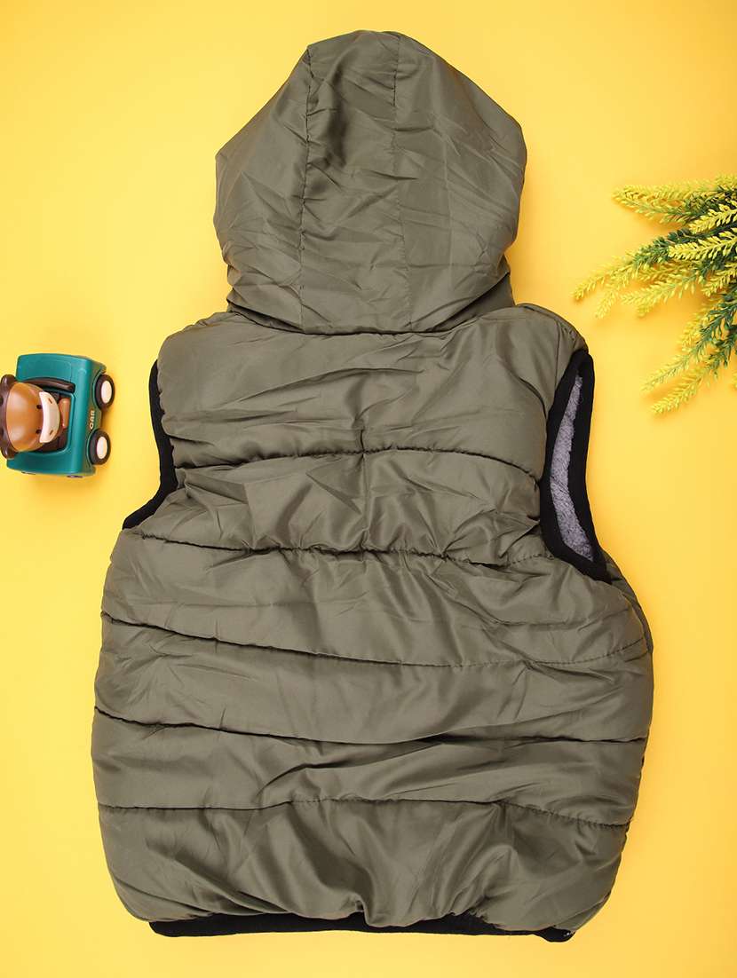 boys solid sleeveless hooded quilted jacket - 22171174 -  Standard Image - 1