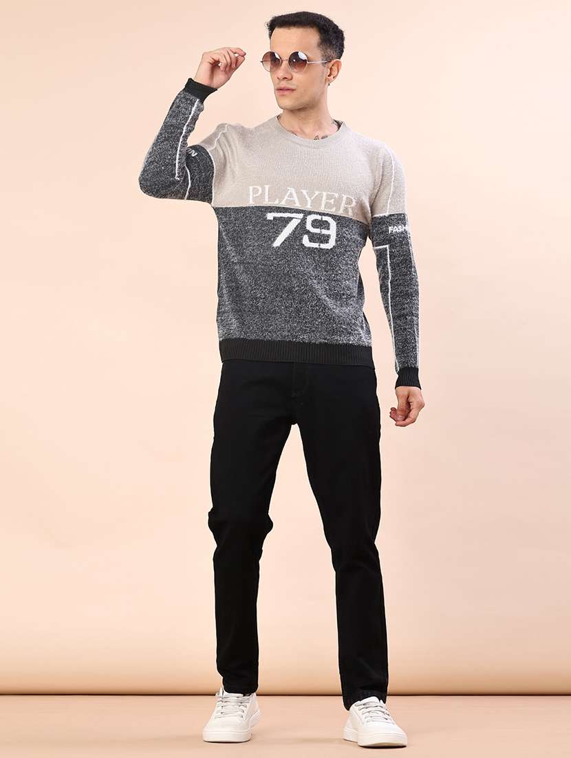 Men Self Design Long Sleeve Regular Fit Pullover - 22171184 -  Standard Image - 4