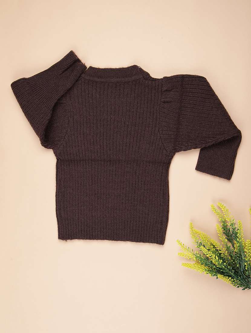 girls self designed puff sleeve sweater - 22171186 -  Standard Image - 1