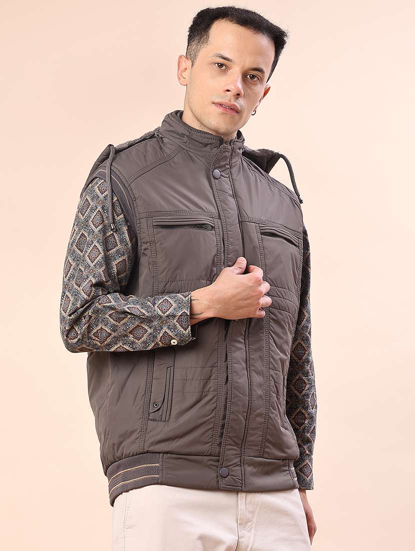 men solid sleeveless lightweight bomber jacket - 22171210 -  Standard Image - 1