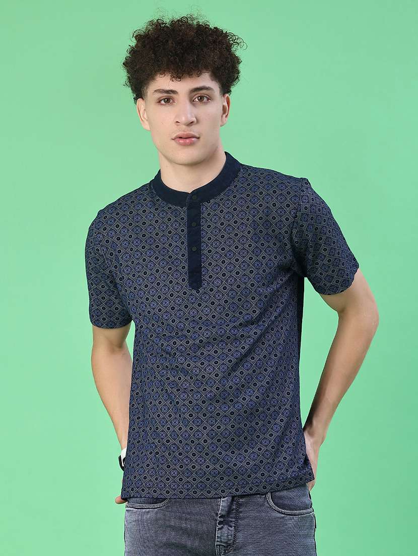 boys printed mandarin neck short sleeve t-shirt - 22171267 -  Standard Image - 1