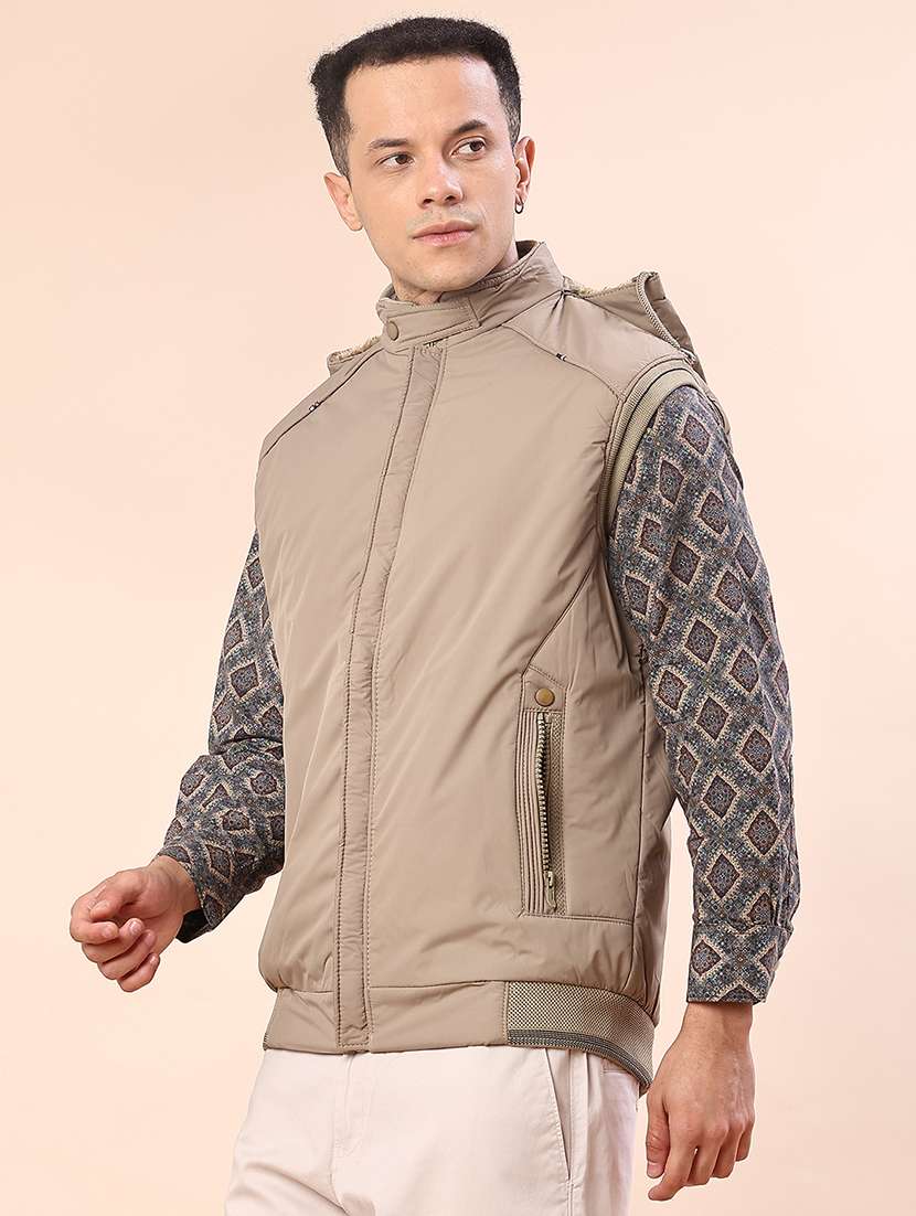 men solid sleeveless lightweight bomber jacket - 22171301 -  Standard Image - 1