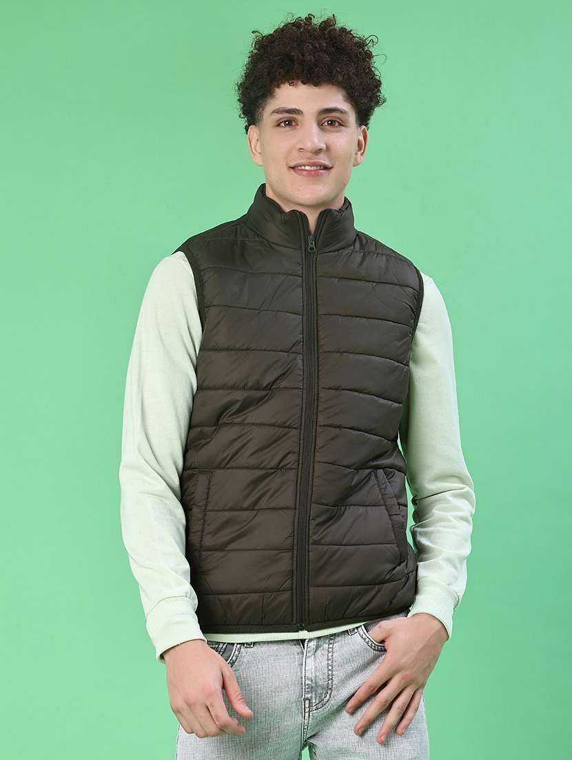men solid sleeveless lightweight puffer jacket - 22171302 -  Standard Image - 1