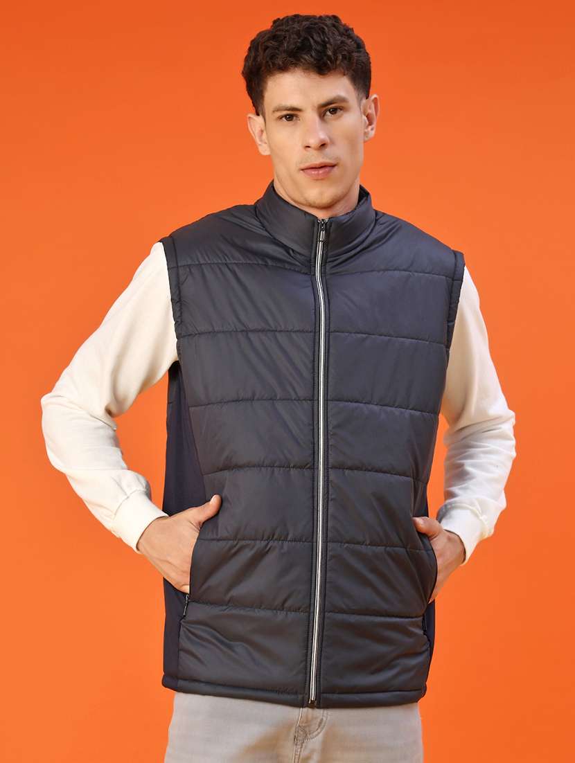 men solid sleeveless lightweight puffer jacket - 22171303 -  Standard Image - 1