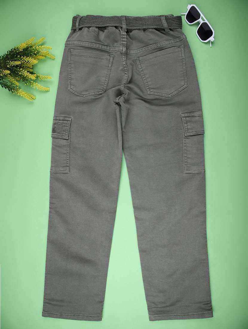 boys solid mid rise cargo  - 22171322 -  Standard Image - 1