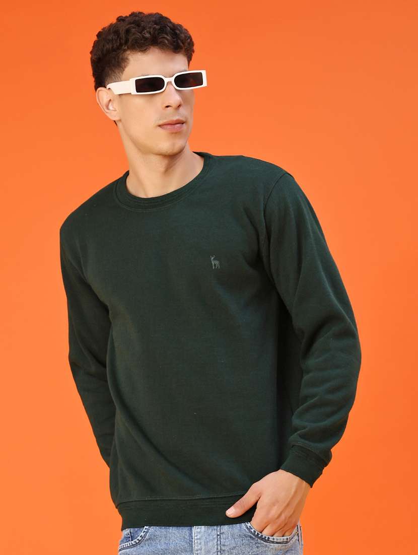 bottle green cotton blend pullover