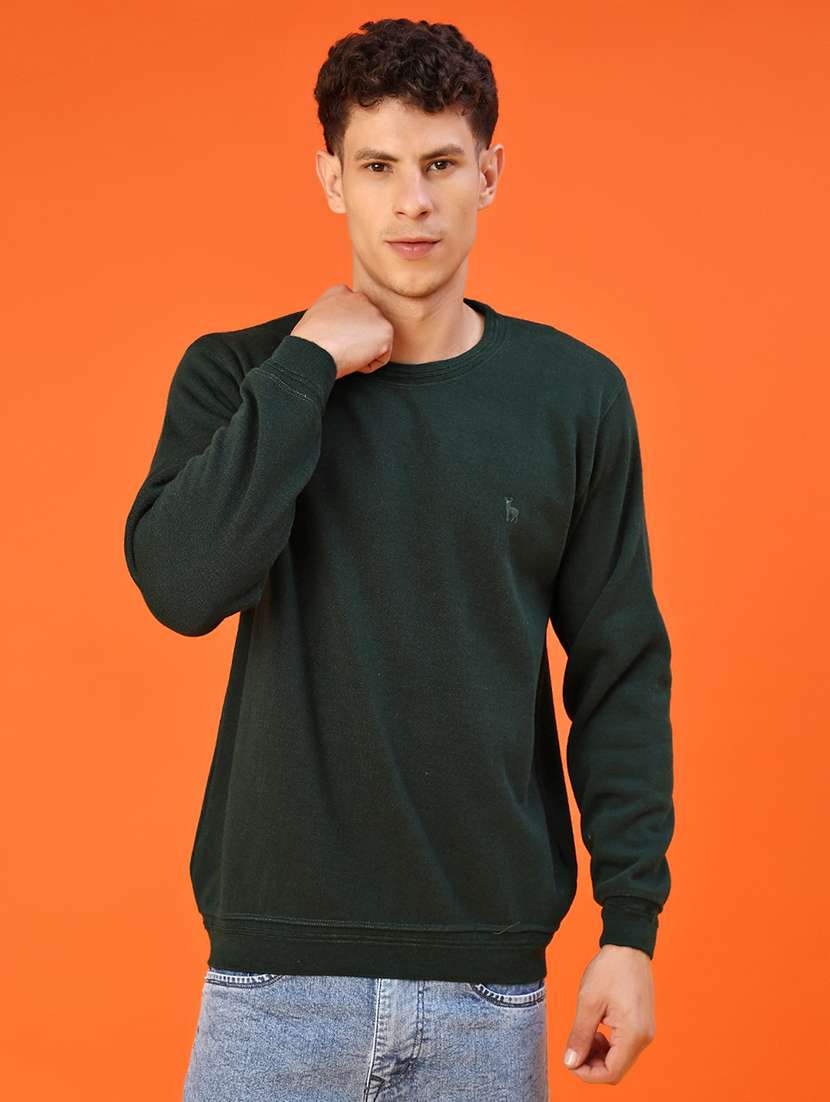 bottle green cotton blend pullover - 22171357 -  Standard Image - 1