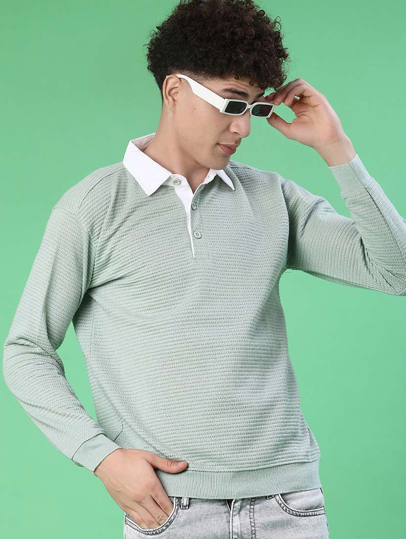 green cotton blend pullover
