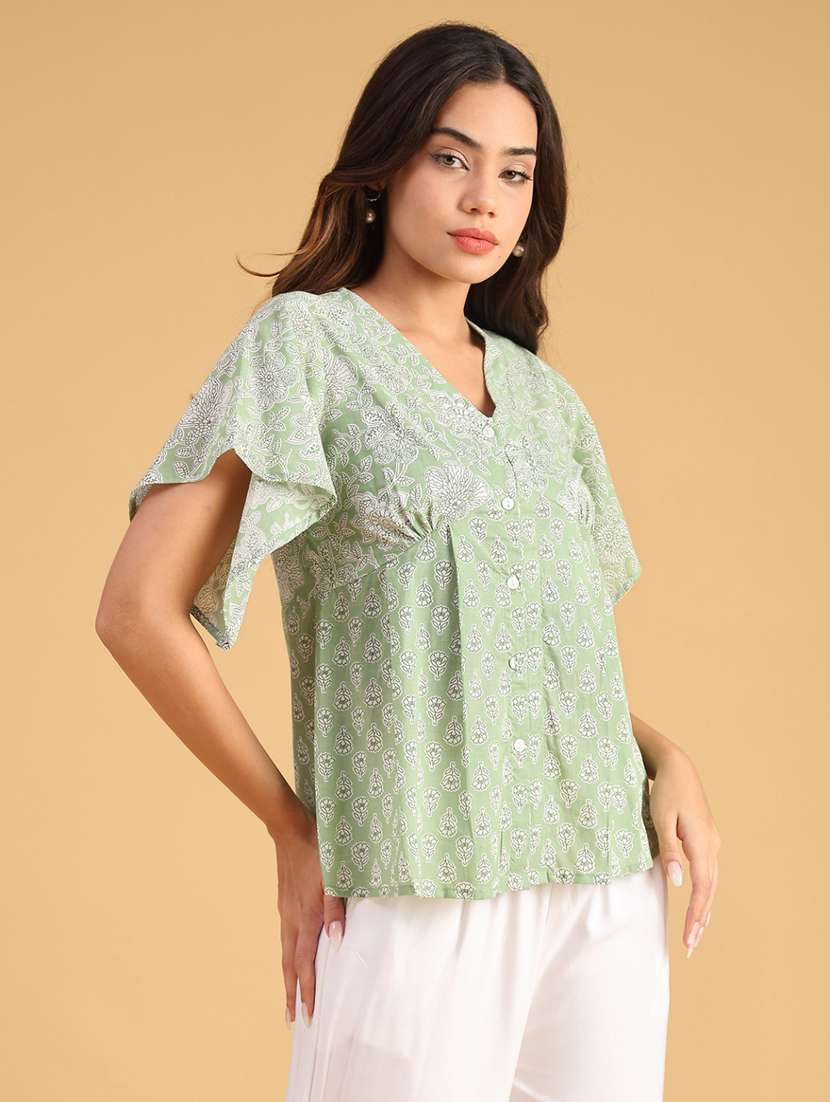 women floral print v neck top - 22171387 -  Standard Image - 1