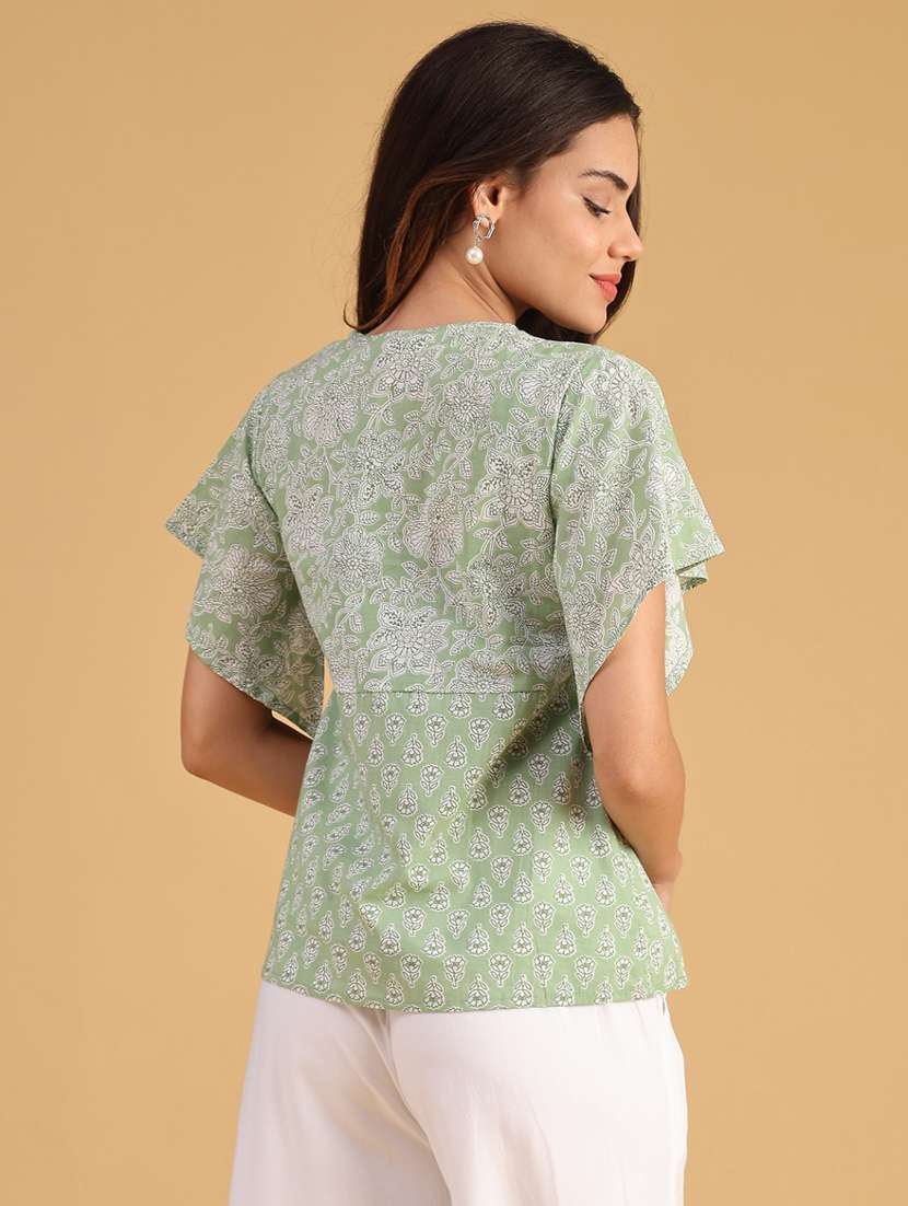 women floral print v neck top - 22171387 -  Standard Image - 4