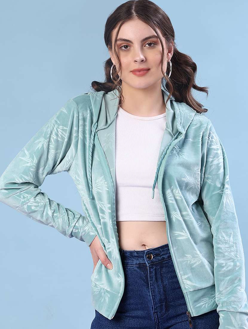 women printed long sleeve hooded sweatshirt