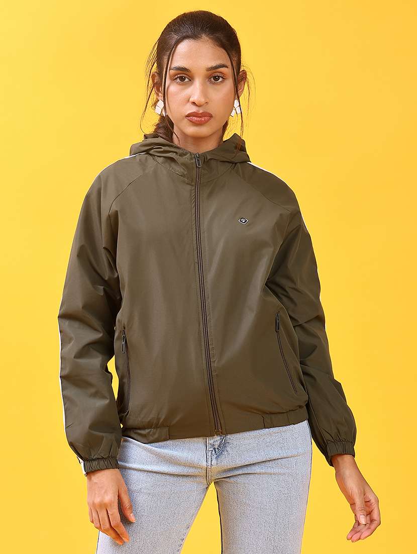 women solid long sleeve hooded bomber jacket - 22171442 -  Standard Image - 1