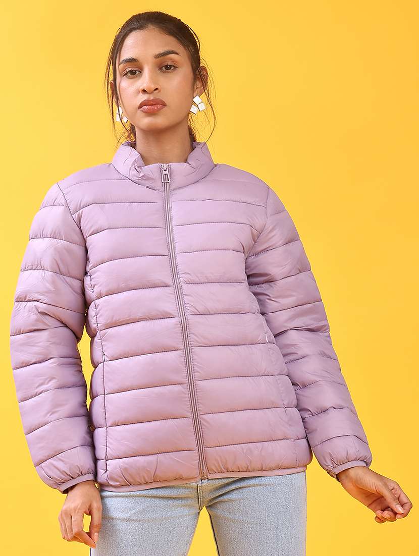 women solid long sleeve quilted jacket - 22171456 -  Standard Image - 1