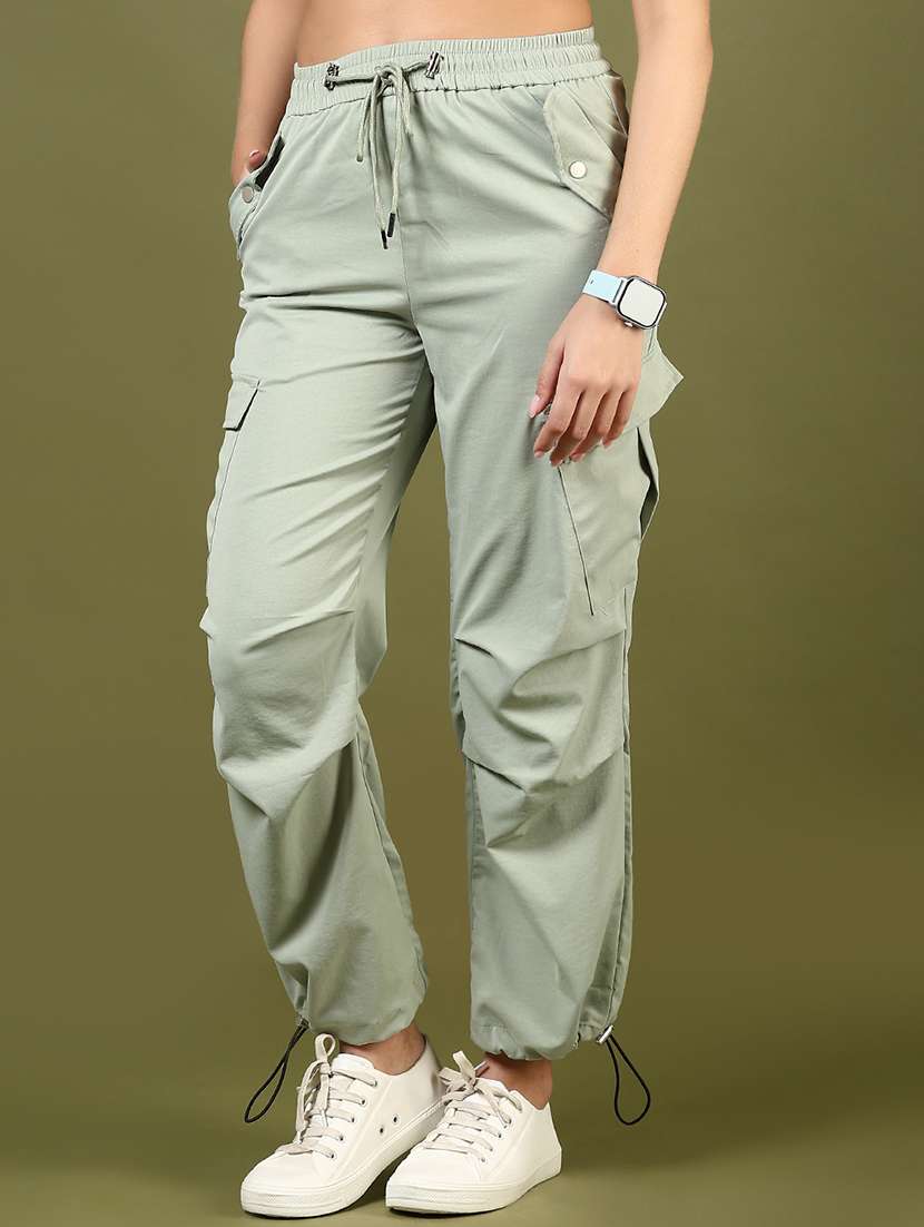 women solid mid rise regular fit cargo - 22171465 -  Standard Image - 1