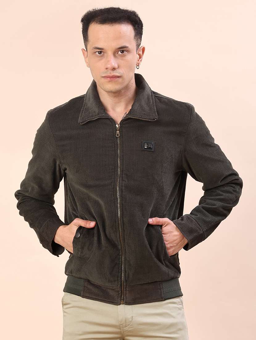 men solid collared long sleeve casual jacket - 22171531 -  Standard Image - 1