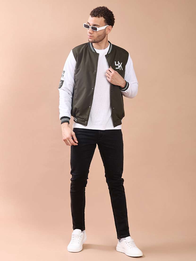 men color block henley neck varsity jacket - 22171587 -  Standard Image - 4